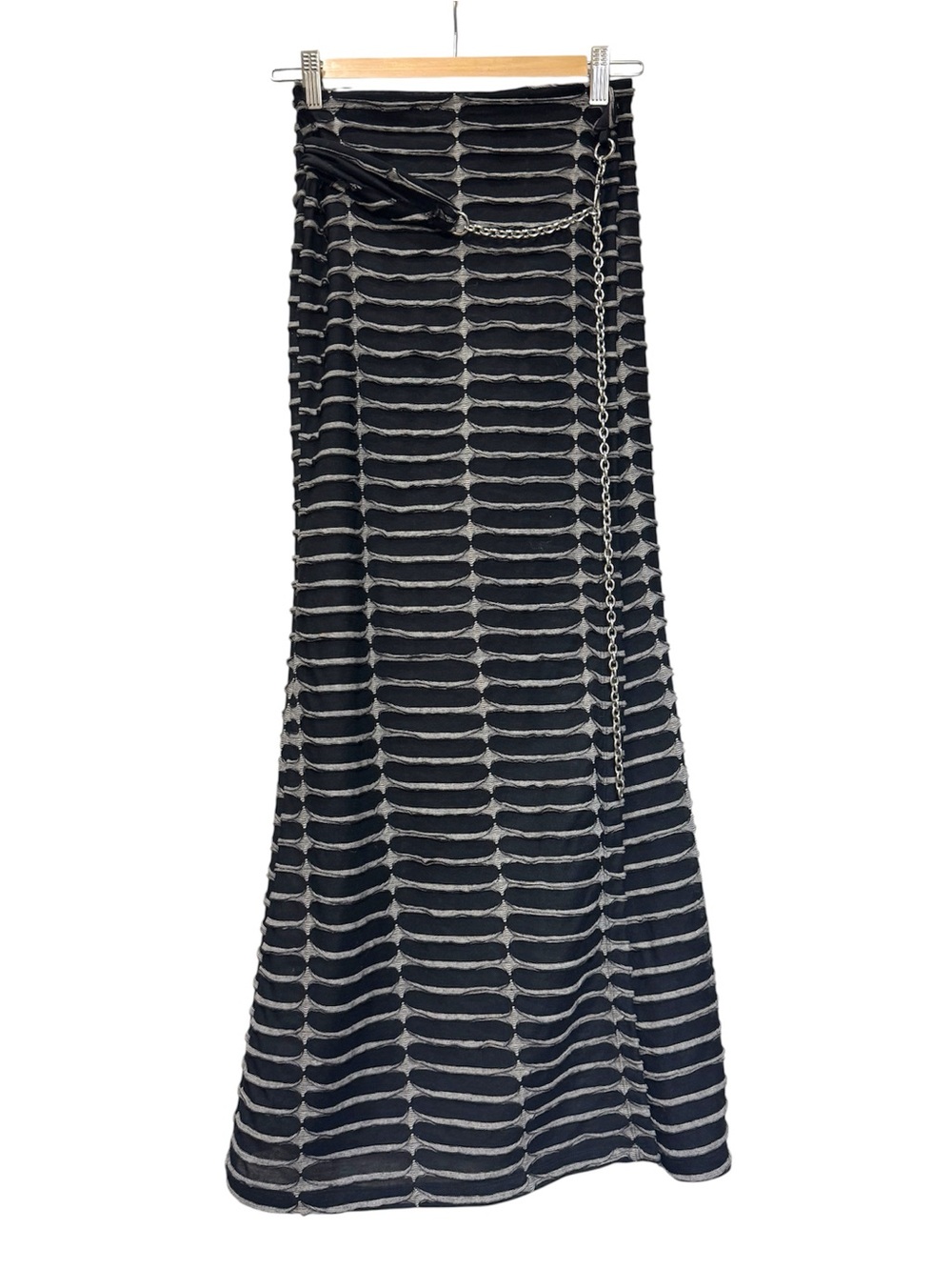 The Ragged Priest Maxi Skirt With Chain in Shredded Jersey 10 NWT